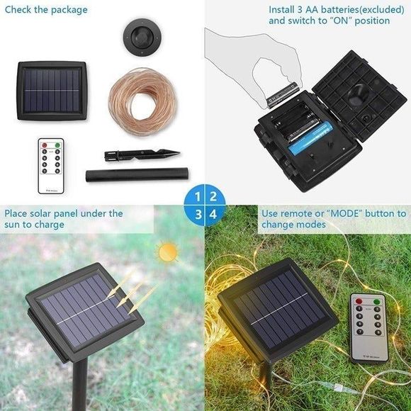 COPY - COPY - Solar String Lights Outdoor 60ft Warm White Patio Decor - Picture 3 of 4